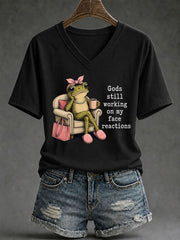 Women's Frog Christ Print Casual T-Shirt