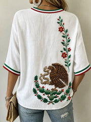 Women's Mexico Lover Art Mid-length Sleeves V-Neck T-Shirt
