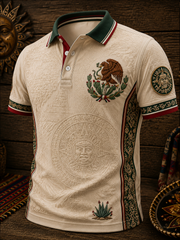 Men’s Mexican Independence Day Printed Casual Short-Sleeve Polo Shirt