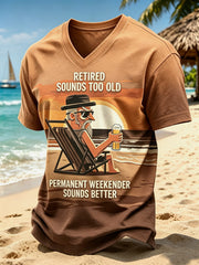 Men's Vacation Retirement Printed Vintage Fashion Loose Short Sleeve T-Shirt