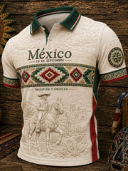 Men’s Mexico Independence Day Printed Casual Short-Sleeve Polo Shirt