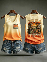 Women's Retro Too Old To Care Club Print Sleeveless Tank Top