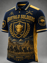Men’s Buffalo Soldier Print Casual Short-Sleeve Polo Shirt
