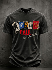 Men's 'Jesus Paid My Ransom' Printed Casual T-Shirt