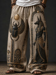 Men’s Ancient Egyptian Art Print Loose Drawstring Waistband Pants