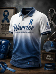 Men‘s Retro Prostate Cancer Awareness Print Casual Polo Shirt