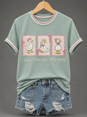 Women's Jesus Loves You Silly Goose Print Casual Tee