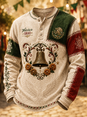 Camiseta casual de botones para el Día de la Independencia de México, para hombre