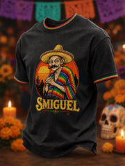 Camiseta casual con estampado del Día de los Muertos para hombre