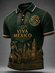 Camisa de manga corta para el Día de la Independencia de México, para hombre