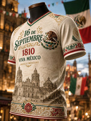 Camiseta con cuello en v para hombre del Día de la Independencia Mexicana