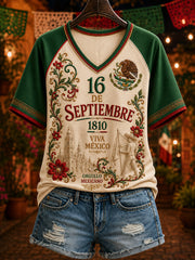 Camiseta Mexican Independence de manga corta para mujer