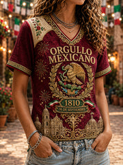 Camiseta de manga corta del Día de la Independencia de México para mujer