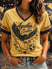 Camiseta casual estampada del equipo de fútbol femenino de América