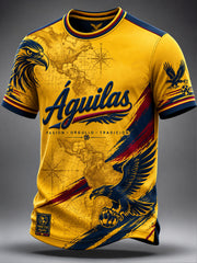 Camiseta casual estampada del equipo de América de fútbol masculino