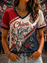 Camiseta casual estampada de fútbol femenino Chivas de Guadalajara