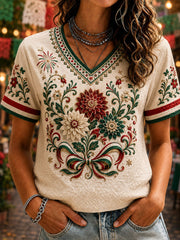 Camiseta informal estampada del Día de la Independencia de México para mujer