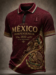 Camisa de manga corta para el Día de la Independencia de México, para hombre
