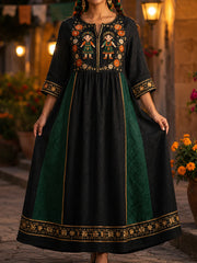 Vestido estampado con diseño floral de muñeca Lele mexicana para mujer