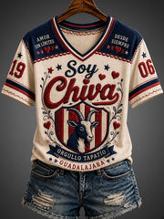 Camiseta informal estampada del equipo de fútbol femenino Las Cabras de Guadalajara