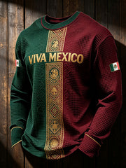 Hombres Mexico Pride Flag Art Impreso Waffle Sudadera