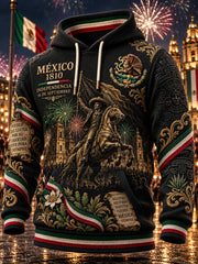 Sudadera con capucha estampada del Día de la Independencia de México para hombre