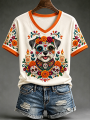 Camiseta de manga corta del Día de la Muerte para mujer