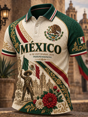 Camisa de manga corta mexicana para el Día de la Independencia para hombre