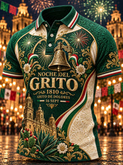 Camisa polo mexicana de la impresión del arte del día de la independencia de los hombres