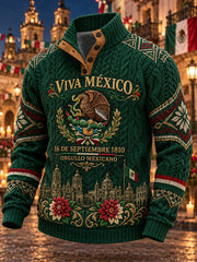 Sudadera con capucha de cuatro botones para el Día de la Independencia de México, estilo masculino