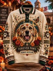 Polo casual de manga larga con estampado de día de muertos para hombre