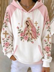 Sudadera estampada con diseño artístico de la Fiesta de Nuestra Señora de Guadalupe para mujer