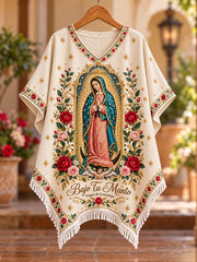 Top estilo chal de la Fiesta de Nuestra Señora de Guadalupe para mujer, México