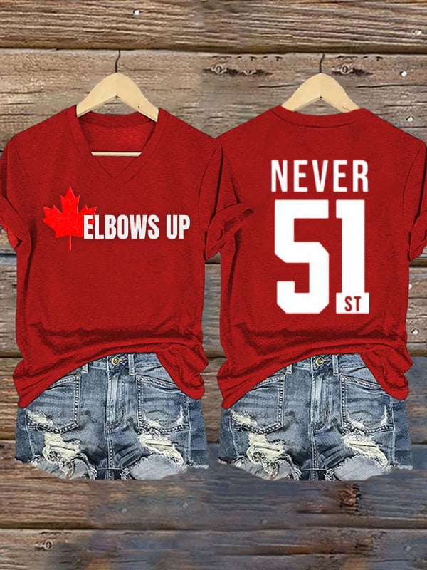 Women's Canada Elbows Up Never 51st Printed Short-Sleeved T-Shirt