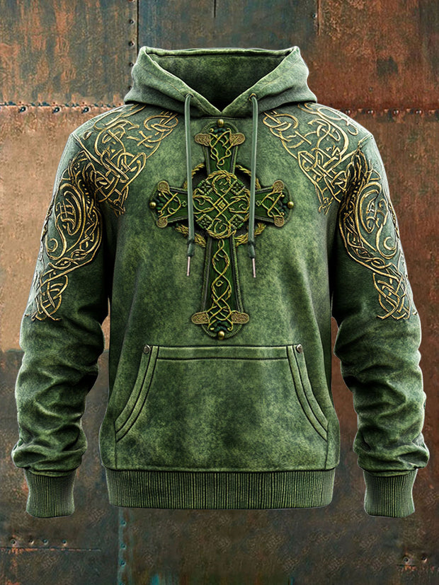 Men's St. Patrick's Day Cross Art Print Hoodie