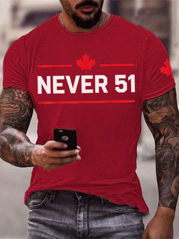 Men's Never 51st State Canada Printed T-Shirt