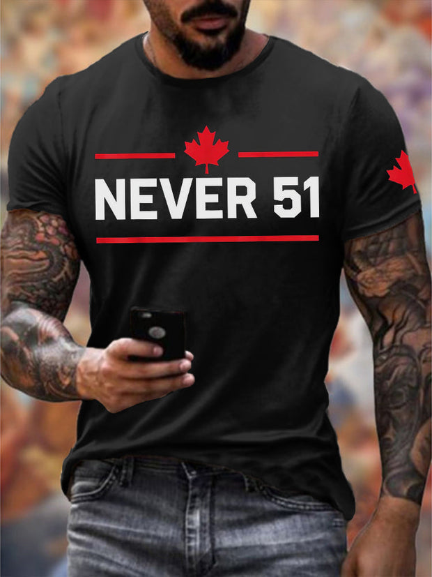 Men's Never 51st State Canada Printed T-Shirt