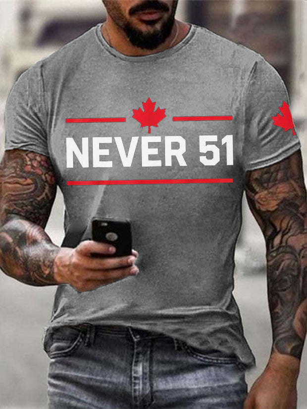 Men's Never 51st State Canada Printed T-Shirt