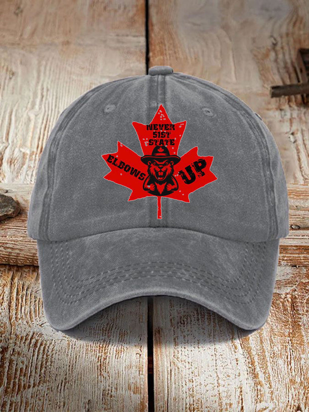 "Never the 51st State ELBOWS UP" print hat