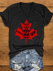 Women's "Never the 51st State ELBOWS UP" Print T-Shirt