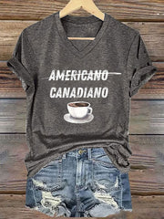 Women's Canada Printed V-neck T-Shirt