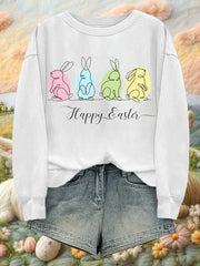 Women's Rabbit Art Print Casual Sweatshirt