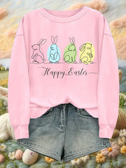 Women's Rabbit Art Print Casual Sweatshirt