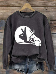 Women's Rabbit Art Print Casual Sweatshirt