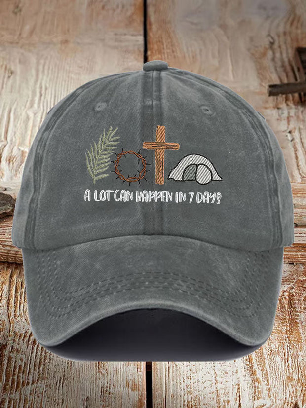 Unisex Easter Faith A Lot Can Happen In 7 Days Printed Hat