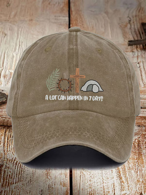 Unisex Easter Faith A Lot Can Happen In 7 Days Printed Hat