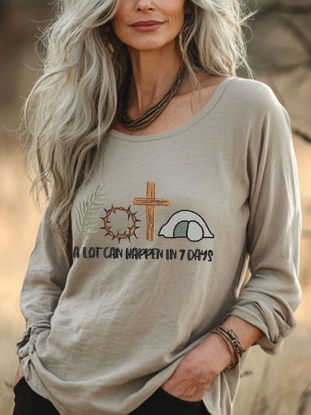 Women's Easter Faith A Lot Can Happen In 7 Days Printed Top