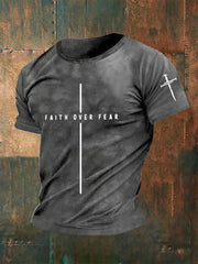 Men's Faith Over Fear Printed Casual T-Shirt