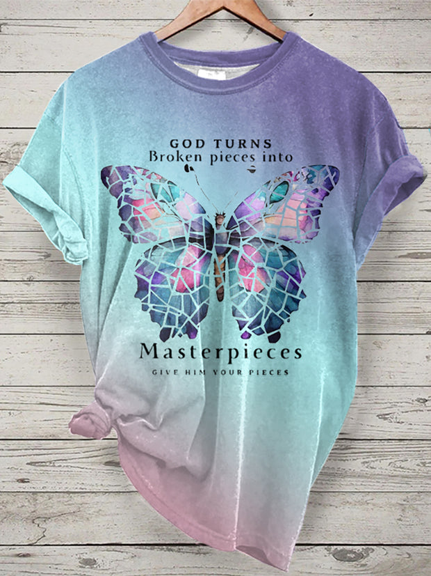 Women's God Turns Broken Pieces Into Masterpieces Printed Shirt