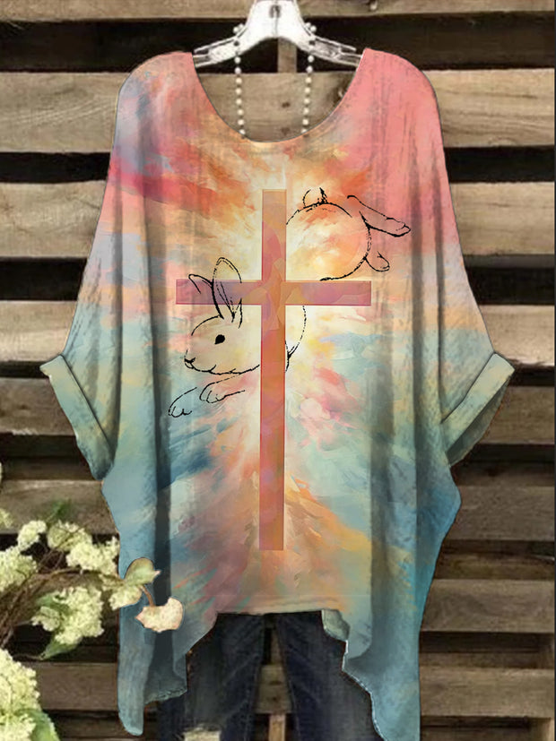 Women's Easter Faith Cross Printed Top